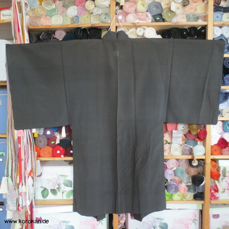gesticktes Mon Hitoe Haori  Seidencrepe Kimono Jacke