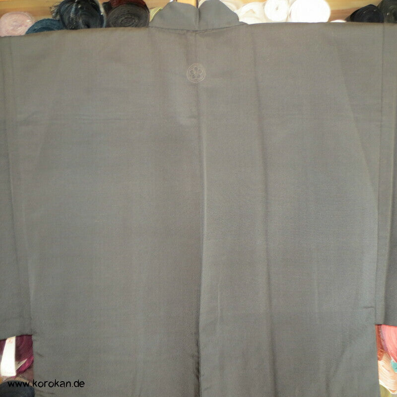 gesticktes Mon Hitoe Haori  Seidencrepe Kimono Jacke