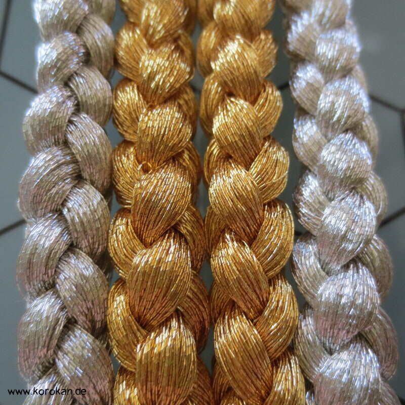 Seiden Obijime Kimonoband, rund, gold silber halb und halb