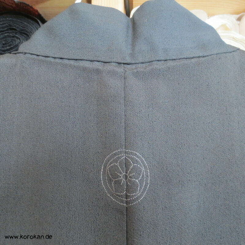 gesticktes Mon Hitoe Haori  Seidencrepe Kimono Jacke
