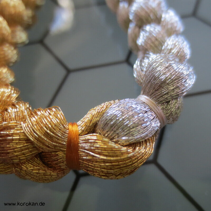 Seiden Obijime Kimonoband, rund, gold silber halb und halb