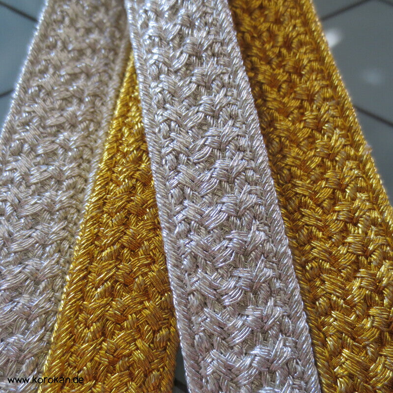halb gold / halb silber Obijime, geflochten