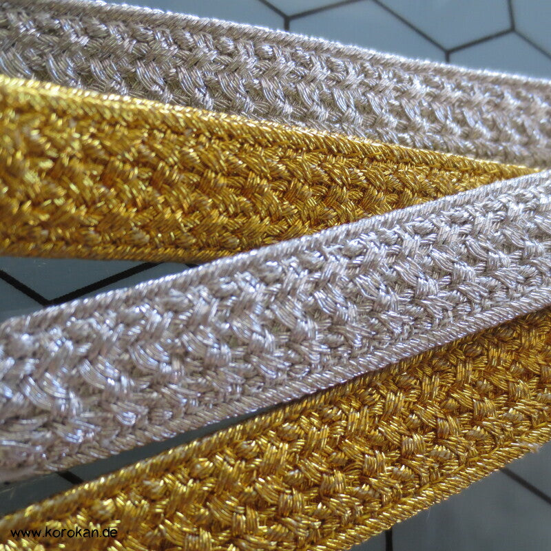halb gold / halb silber Obijime, geflochten