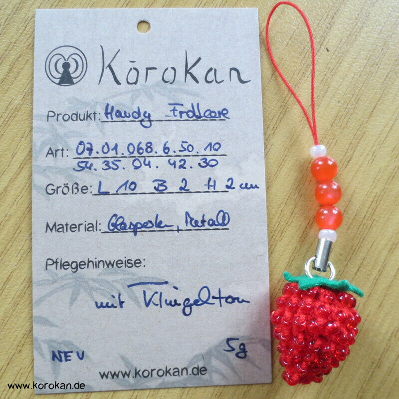 Handy Netsuke Glasperlen Erdbeere