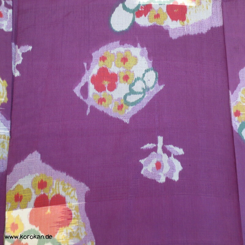 bunte Blumen auf pflaume Meisen Kimono Wildseide