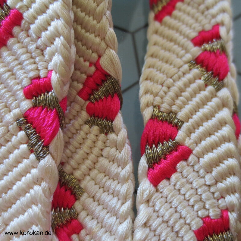 weiß pink golden Muschel Seiden Obijime, geflochten