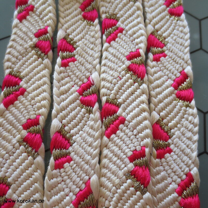 weiß pink golden Muschel Seiden Obijime, geflochten
