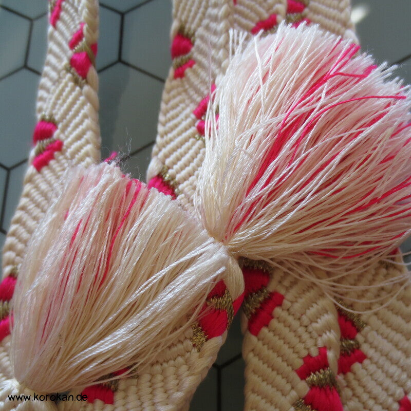 weiß pink golden Muschel Seiden Obijime, geflochten