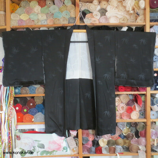 gewebter Bambus schwarze Haori Kimono Jacke