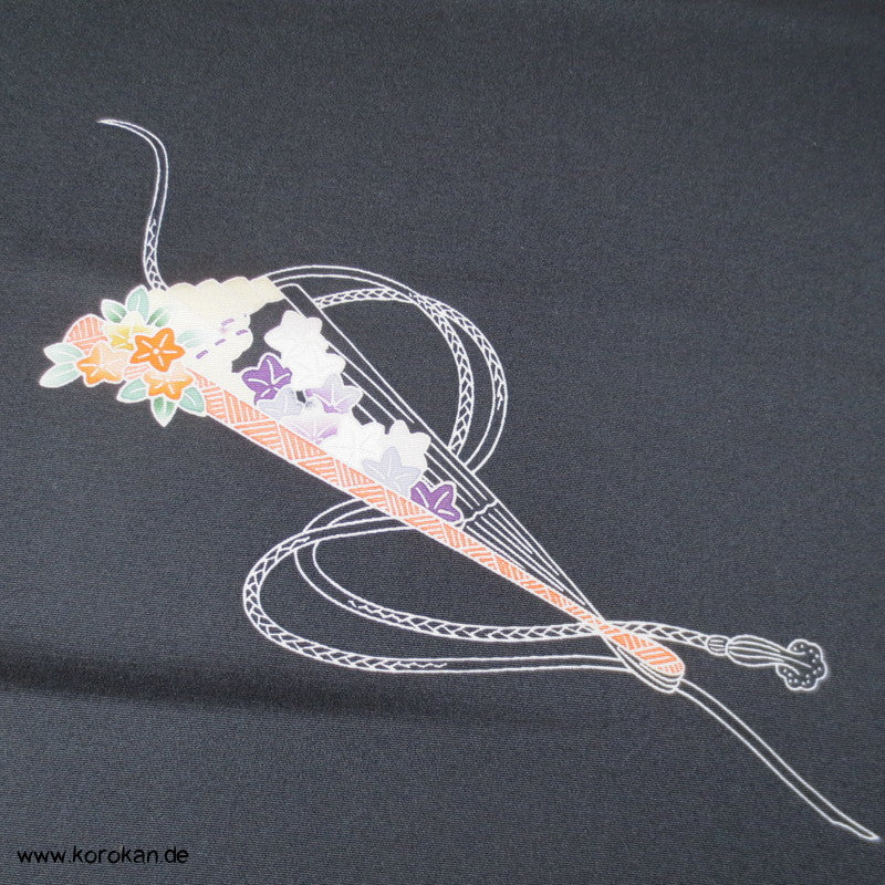 Fächermuster, bunt, detailreich Tomesode Kimono Seidenstoff