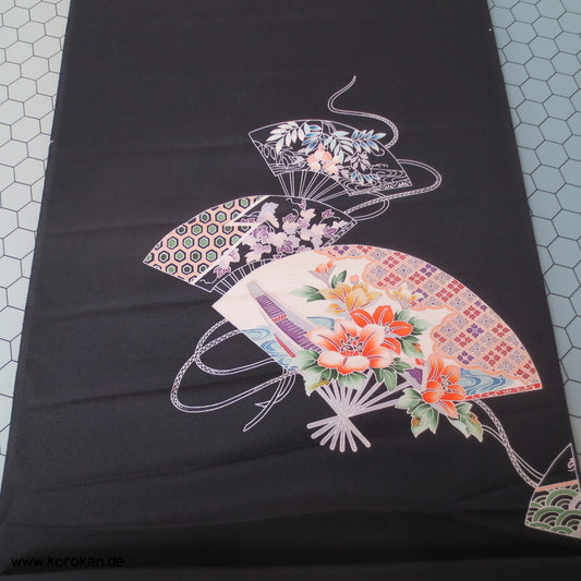 Fächermuster, bunt, detailreich Tomesode Kimono Seidenstoff