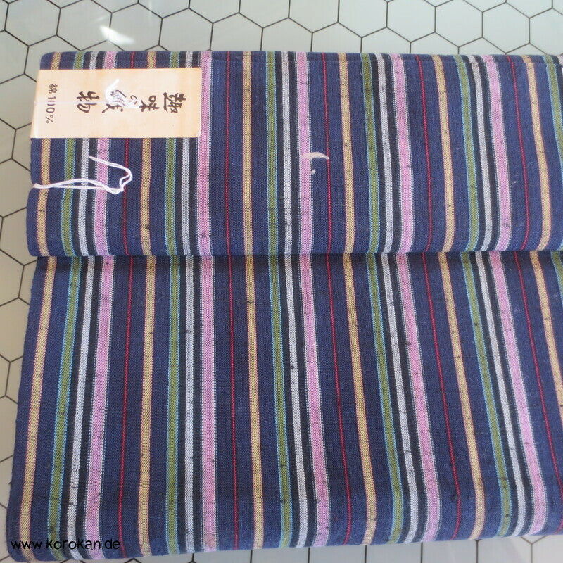 japanischer lila blaue Streifen Kimono Boro Arbeitsmantel Baumwollstoff, dick