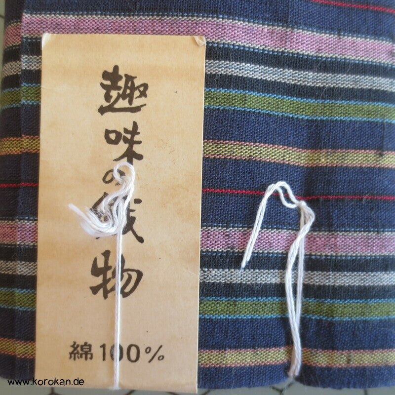 japanischer lila blaue Streifen Kimono Boro Arbeitsmantel Baumwollstoff, dick