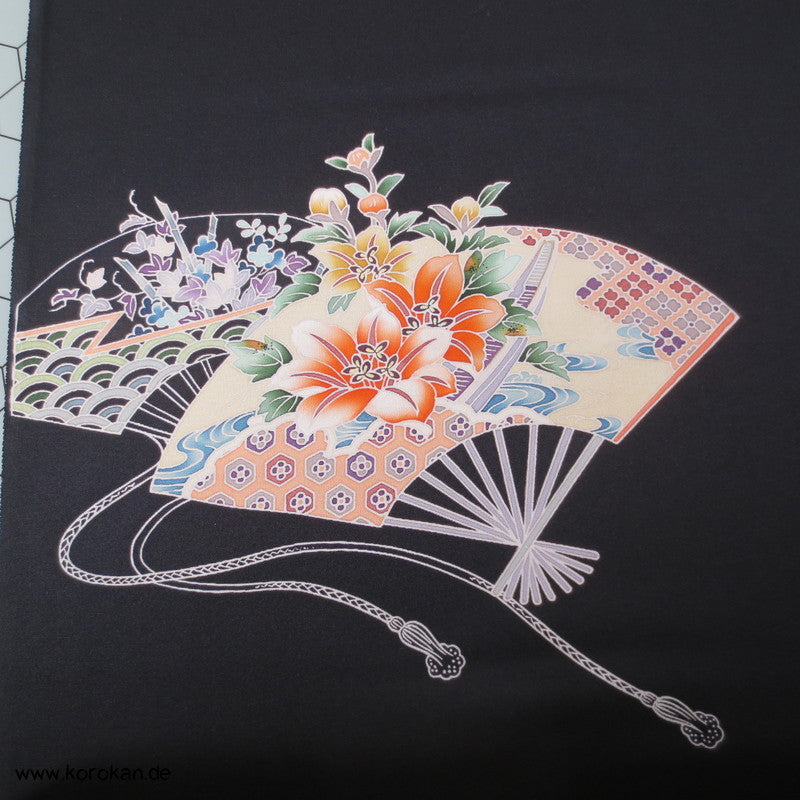 Fächermuster, bunt, detailreich Tomesode Kimono Seidenstoff