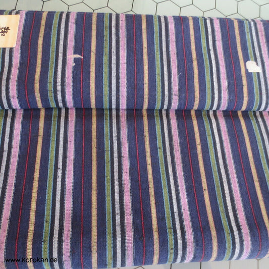 japanischer lila blaue Streifen Kimono Boro Arbeitsmantel Baumwollstoff, dick