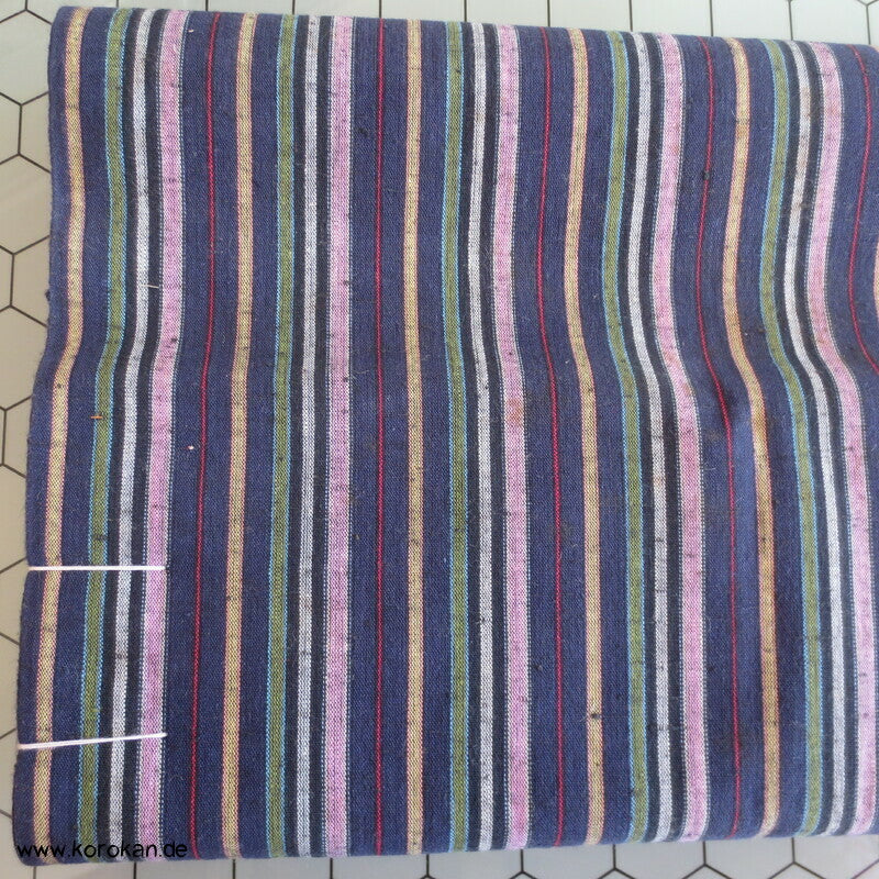 japanischer lila blaue Streifen Kimono Boro Arbeitsmantel Baumwollstoff, dick