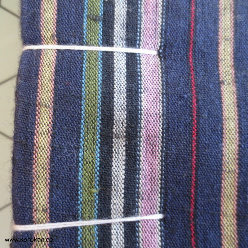 japanischer lila blaue Streifen Kimono Boro Arbeitsmantel Baumwollstoff, dick