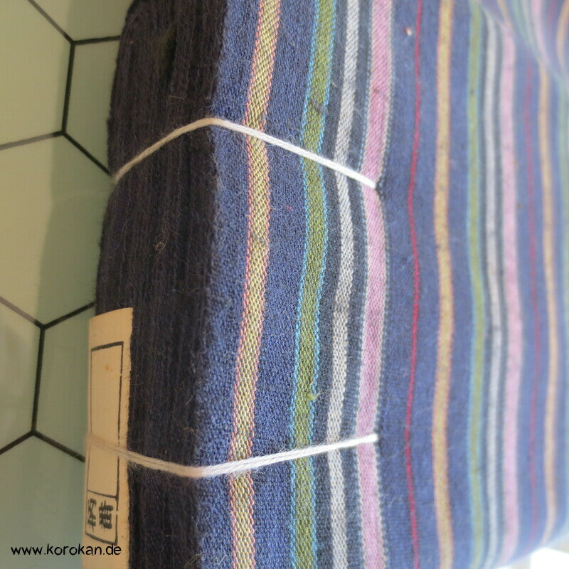 japanischer lila blaue Streifen Kimono Boro Arbeitsmantel Baumwollstoff, dick