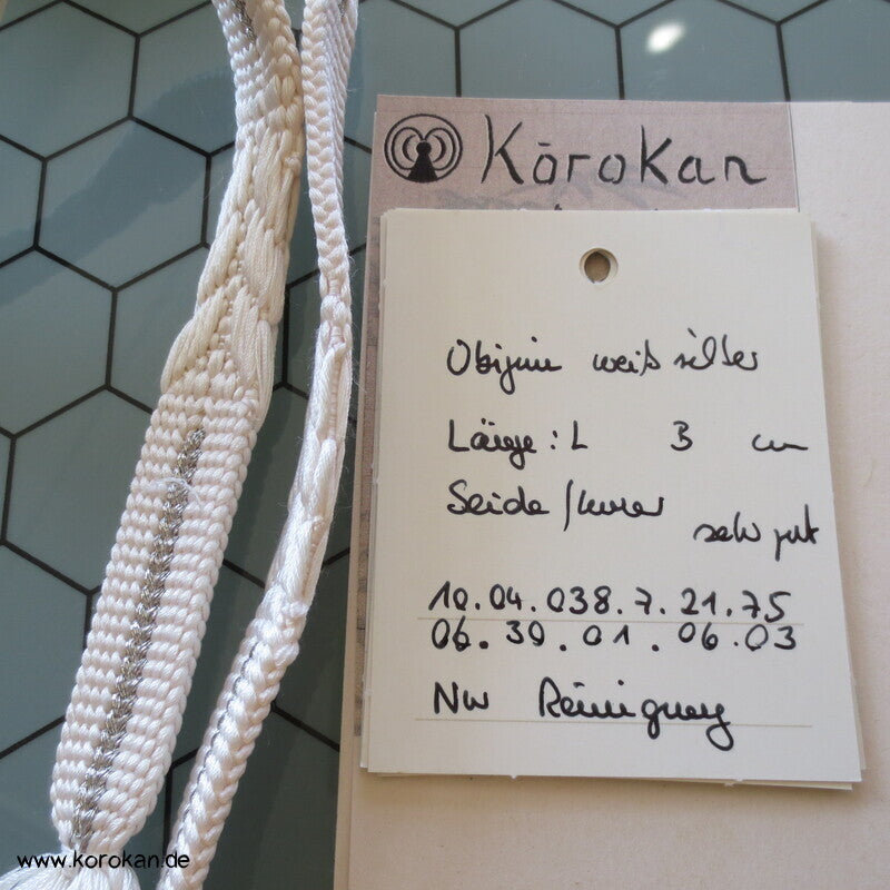 weiß silber Seiden Obijime, geflochten