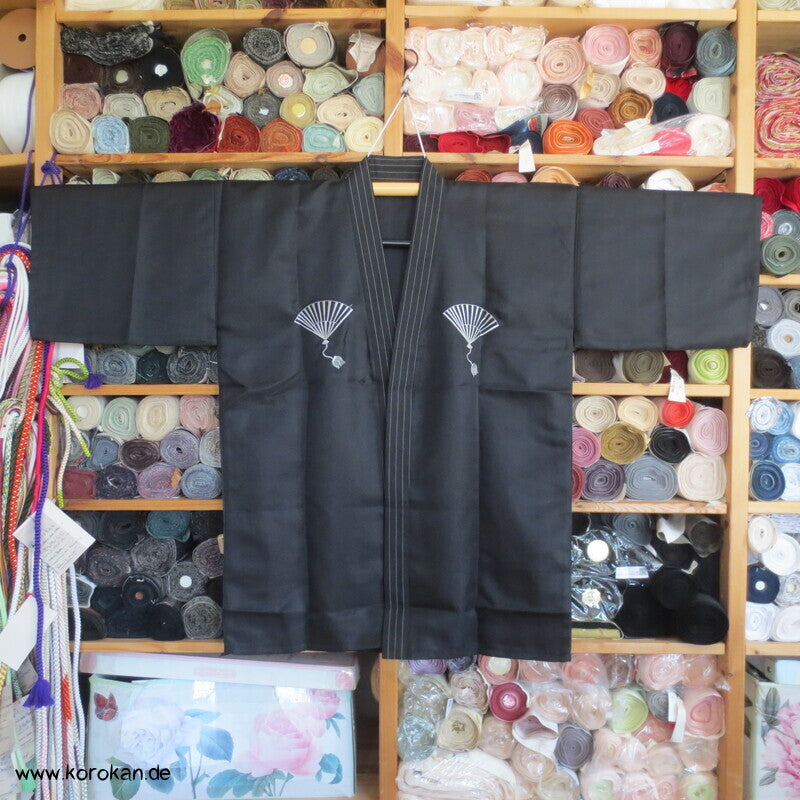 Happi Kimono Jacke, gestickte Fächer