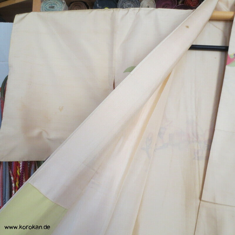 Vögel und Magnolien Jacquard Tsumugi Seiden Kimono