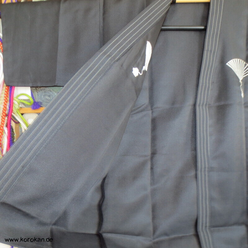Happi Kimono Jacke, gestickte Fächer