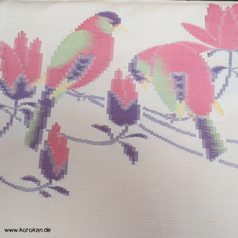 Vögel und Magnolien Jacquard Tsumugi Seiden Kimono