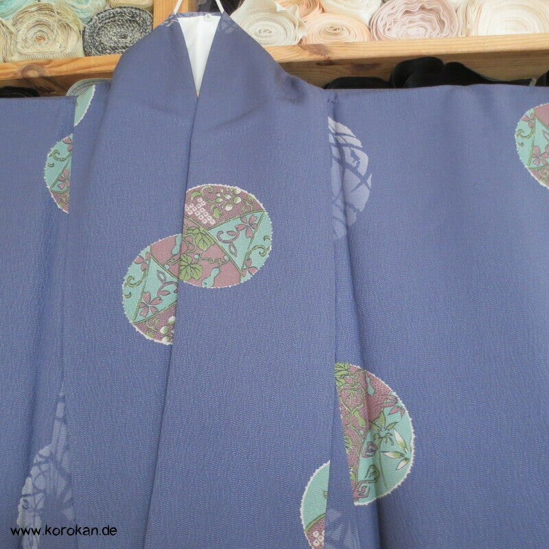 Mondkreise auf grau - lila Komon Kimono