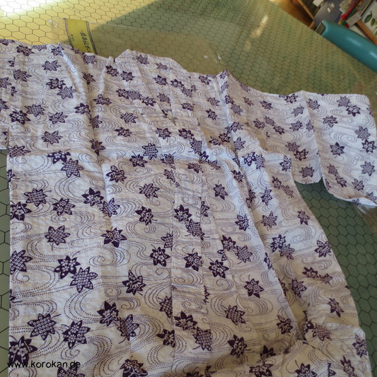 Nemaki Schlaf Kimono reine Baumwolle Seersucker mit lila Ahornblättern