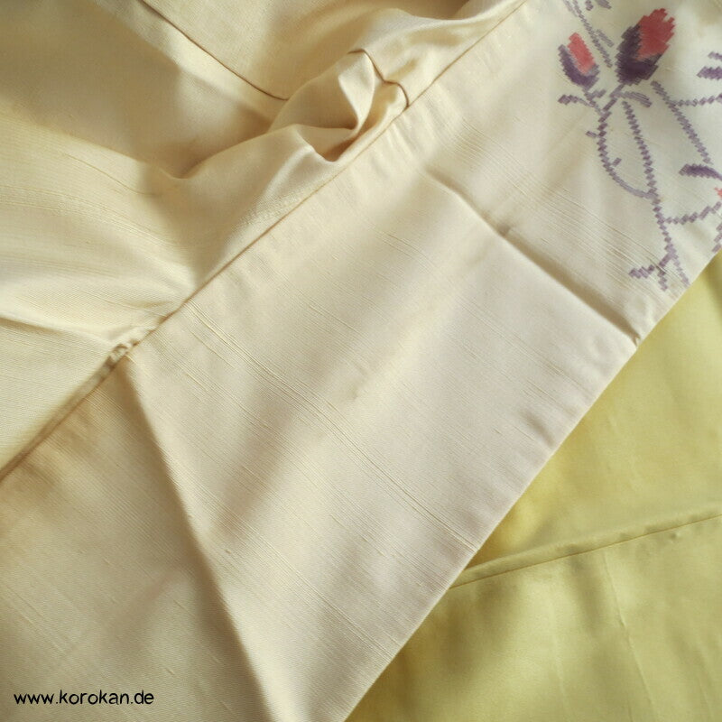 Vögel und Magnolien Jacquard Tsumugi Seiden Kimono
