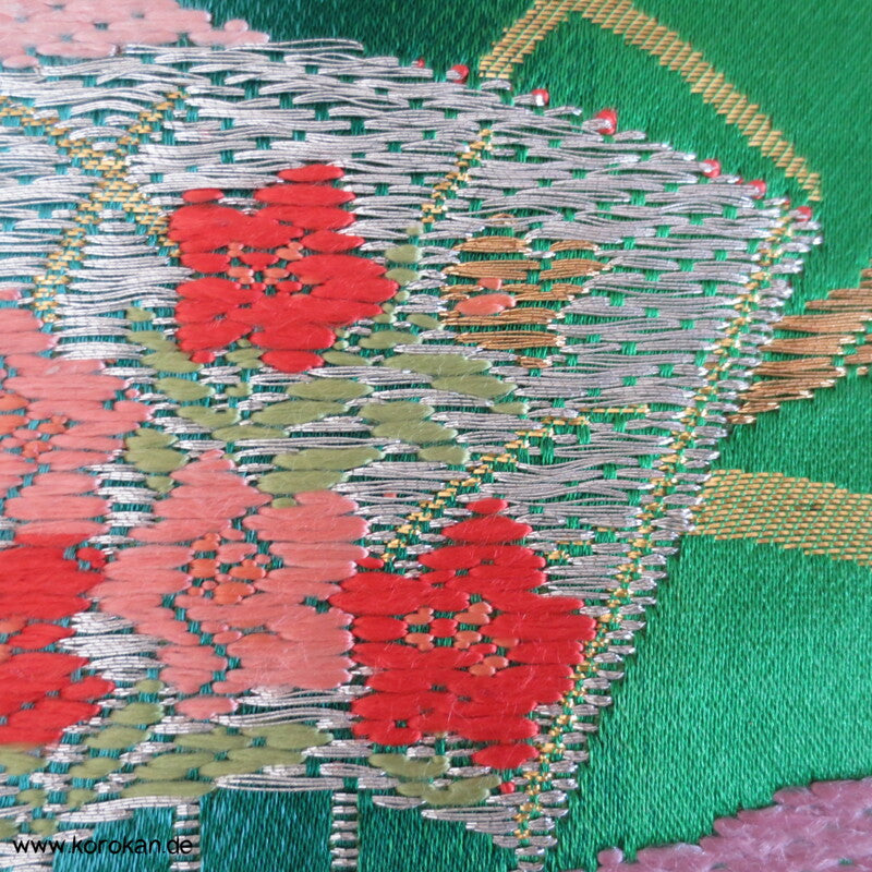 Fächer bunt Bokashi Brokat Uchikake Kimono Mantel Stoffrest