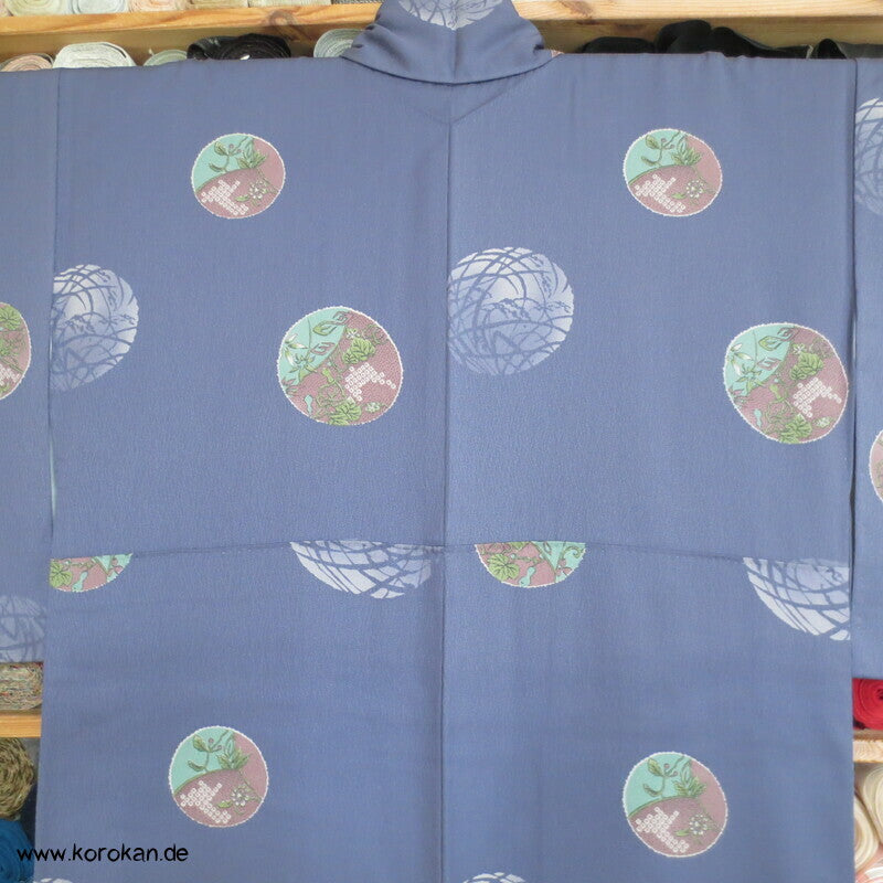 Mondkreise auf grau - lila Komon Kimono