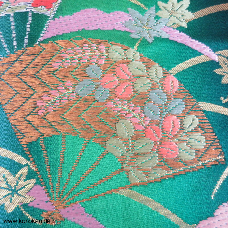 Fächer bunt Bokashi Brokat Uchikake Kimono Mantel Stoffrest