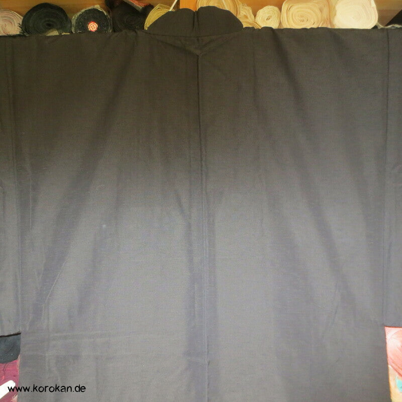 grobe Tsumugiseiden Haori Kimono Jacke, dunkelbraun