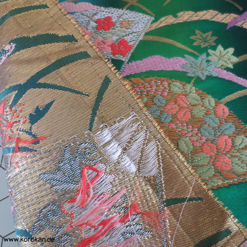 Fächer bunt Bokashi Brokat Uchikake Kimono Mantel Stoffrest