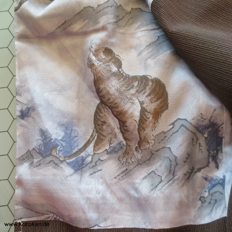 braunschwarze Männer Haori Kimono Jacke, Sommer Tiger