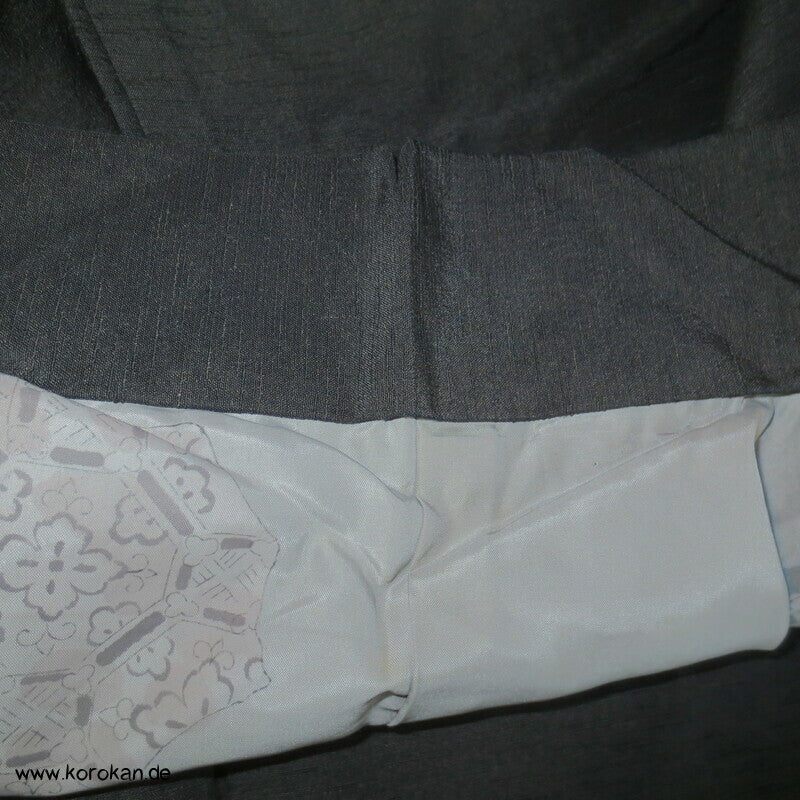 grobe Tsumugiseiden Haori Kimono Jacke, dunkelbraun