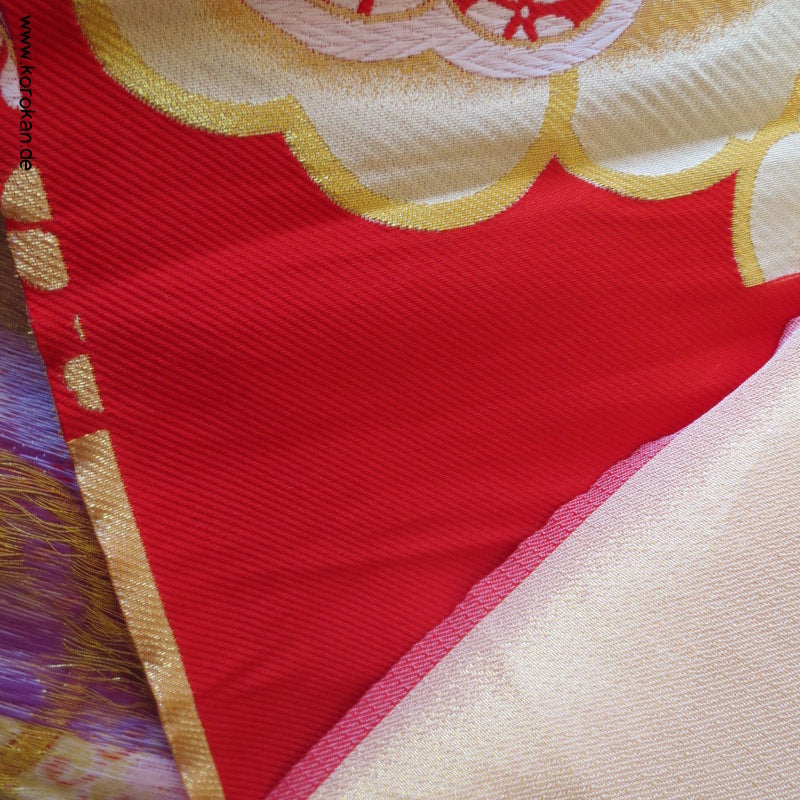 Ume rot Ichikura Brokat, Fukuro Obi Material