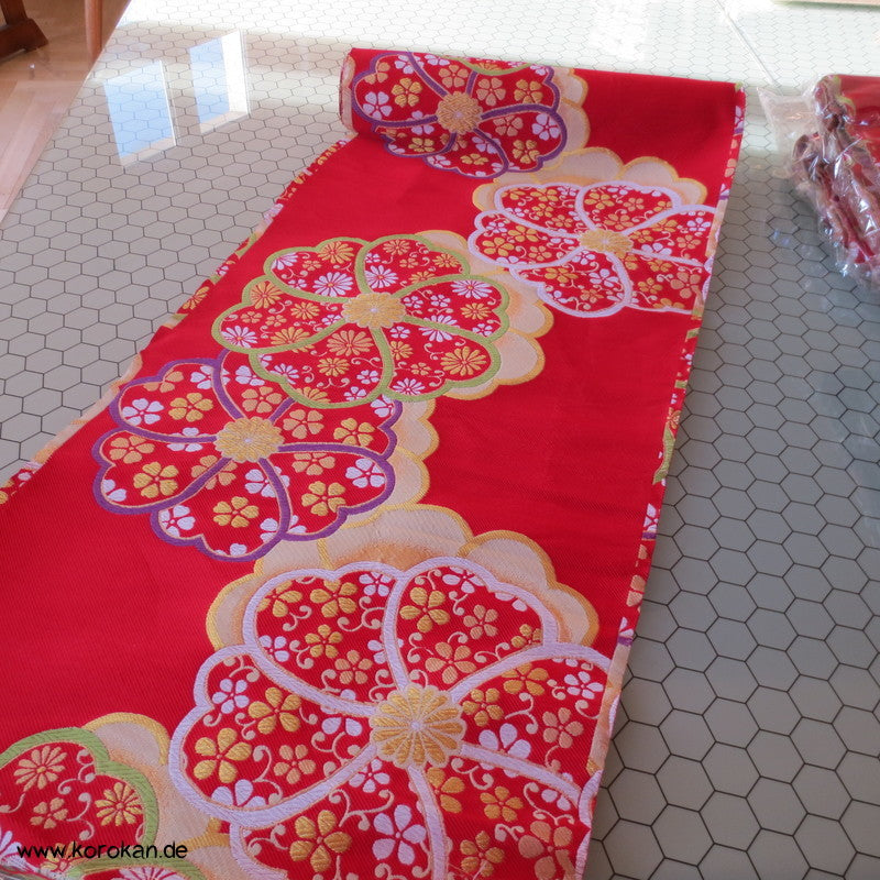 Ume rot Ichikura Brokat, Fukuro Obi Material