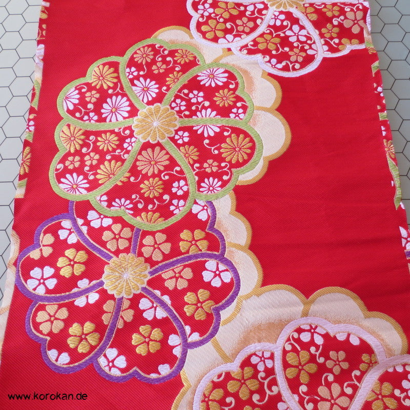 Ume rot Ichikura Brokat, Fukuro Obi Material