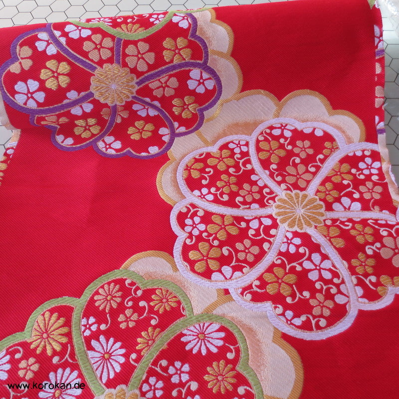 Ume rot Ichikura Brokat, Fukuro Obi Material