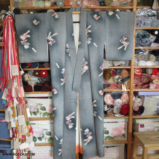 Stoffrollen Komon Seiden Kimono