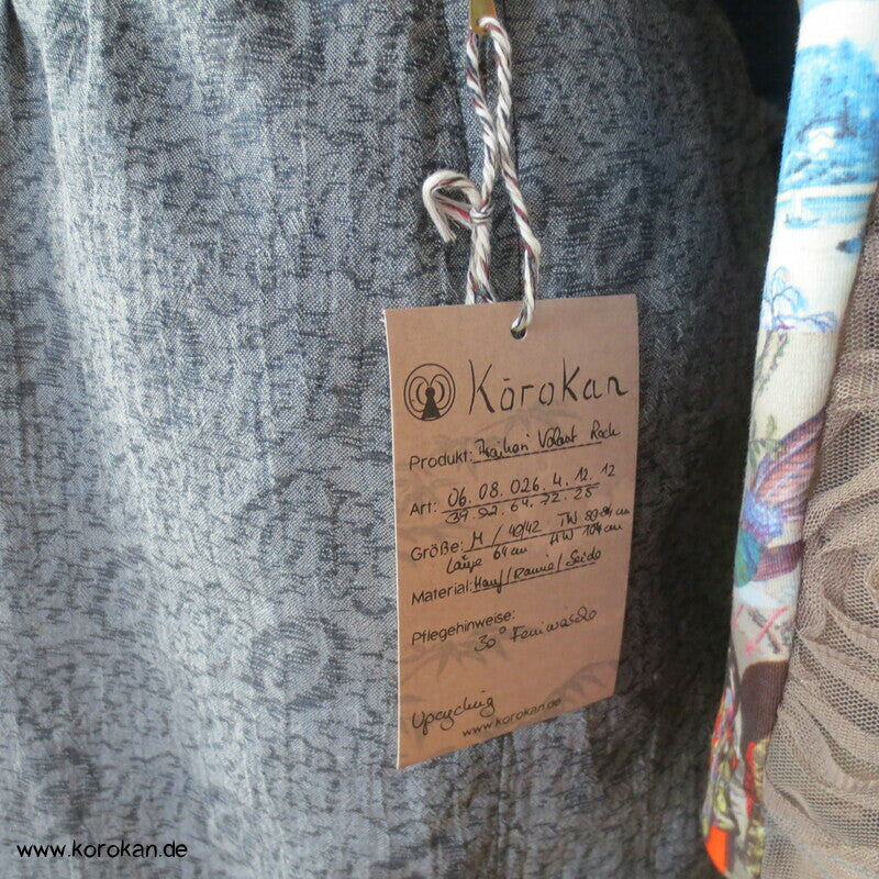 Araihari Kimono Upcycling Volant Rock Hanf / Ramie / Seide