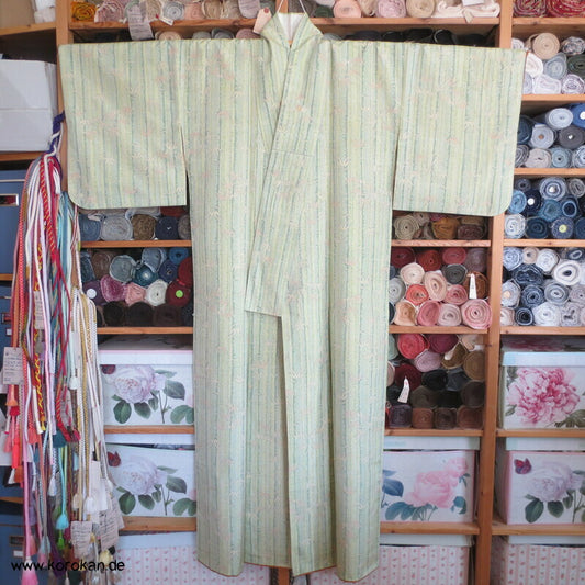 Tsumugi Seiden Kasuri Bambusmuster Kimono