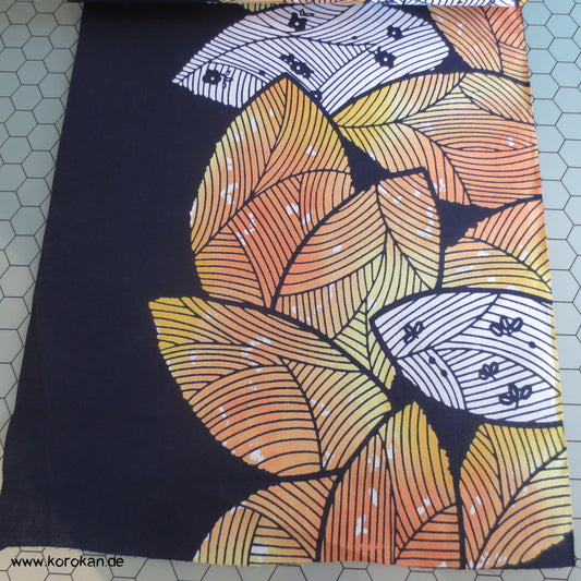 Blätter auf dunkelblau Yukata Kimono Stoff