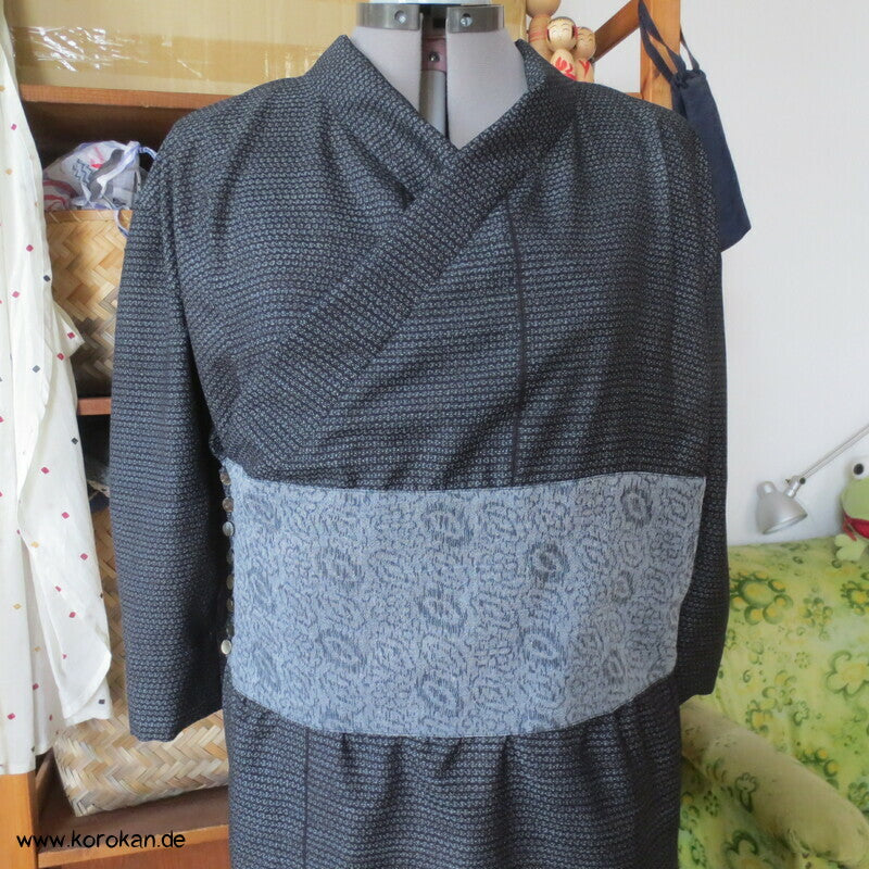 Kimono Kleid aus Seide / Hanf / Ramie Kasuri Tsumugi