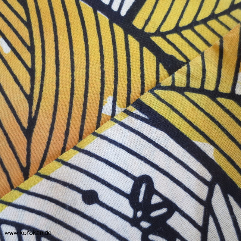 Blätter auf dunkelblau Yukata Kimono Stoff