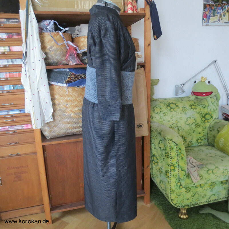 Kimono Kleid aus Seide / Hanf / Ramie Kasuri Tsumugi