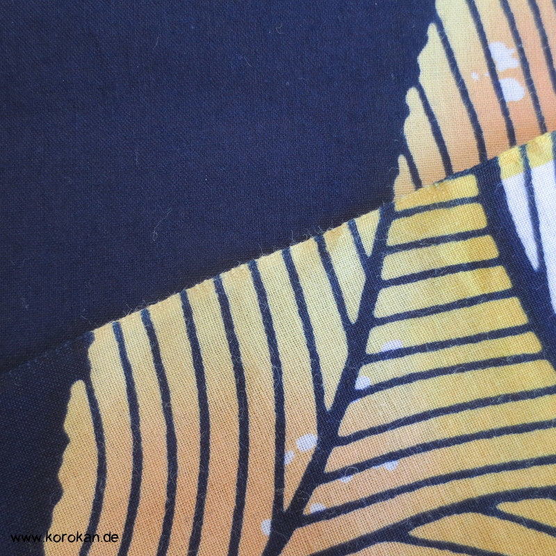 Blätter auf dunkelblau Yukata Kimono Stoff