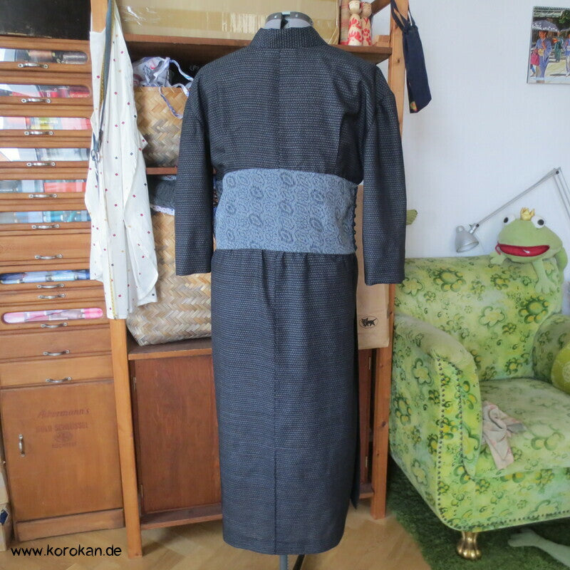 Kimono Kleid aus Seide / Hanf / Ramie Kasuri Tsumugi